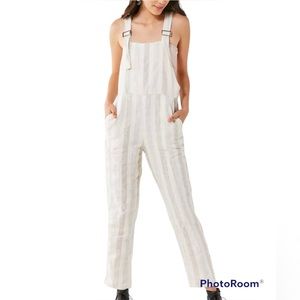 🆕 Nice Martin Linen Jumpsuit Cream White Raven Striped